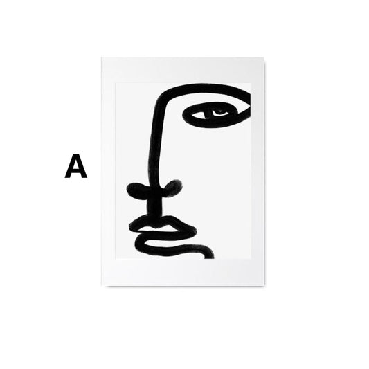 Poster Gesichter Linien und abstrakte Formen als Deko Print ohne Rahmen